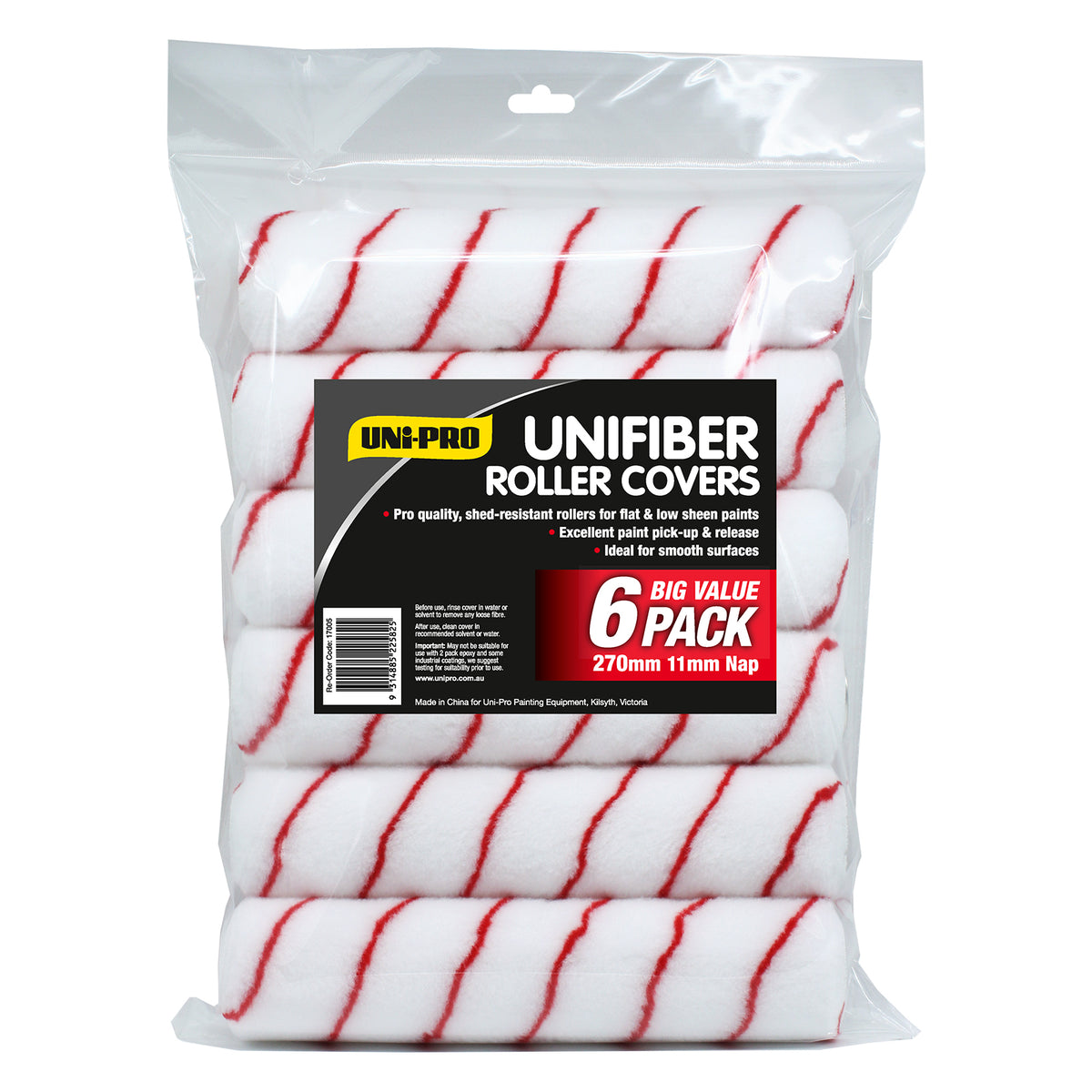 UNi-PRO Unifiber Roller Covers 6 Pack 11mm Nap