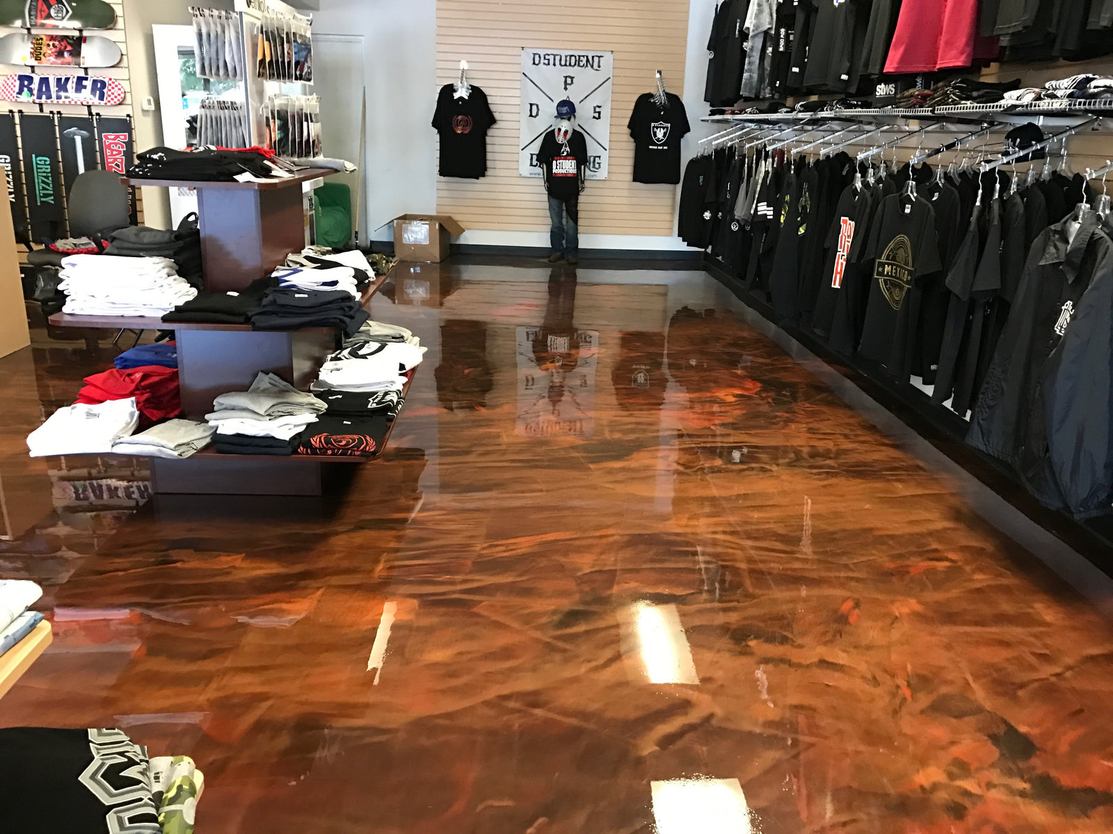 metallic epoxy retail store flooring